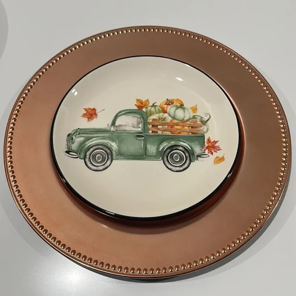 🌸NEW Two pc Plates Fall Decorations Hand Painted NWT. - Picture 4 of 10